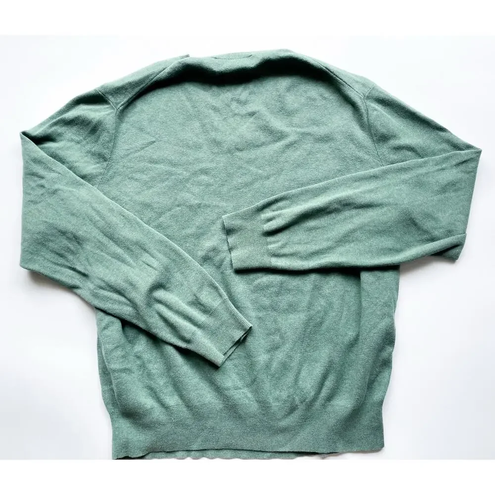Men's Polo Ralph Lauren Green V-Neck Pima Cotton Sweater Size Large